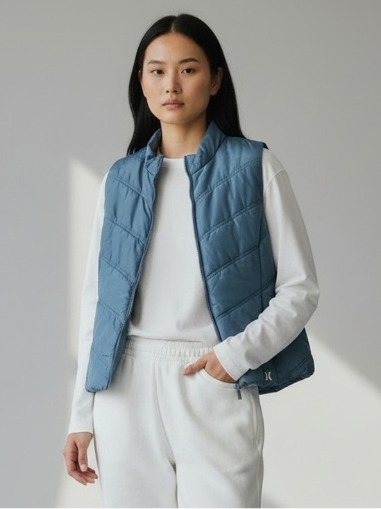Hurley Jackets & Blazers - Hurley Women's Sky Blue Quilted Puffer Vest